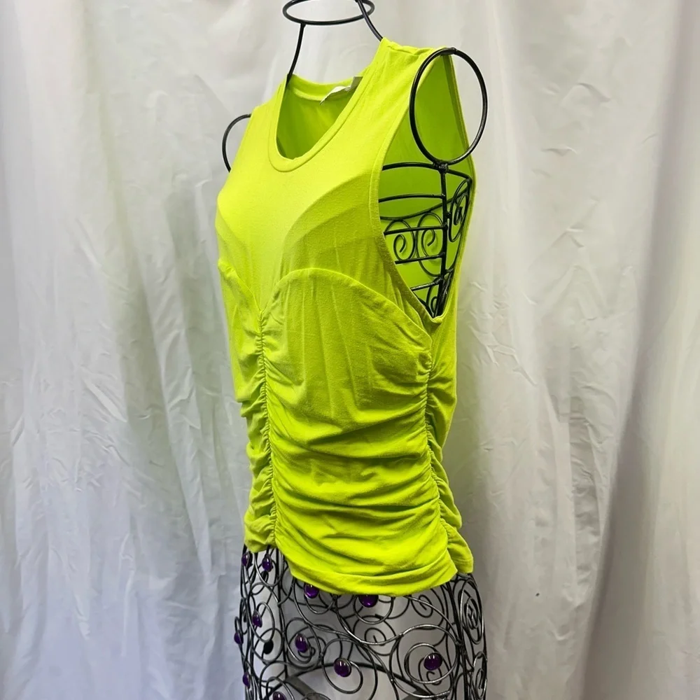 Jonathan Simkhai Kristiana neon green ruched tank size M - Picture 6 of 7